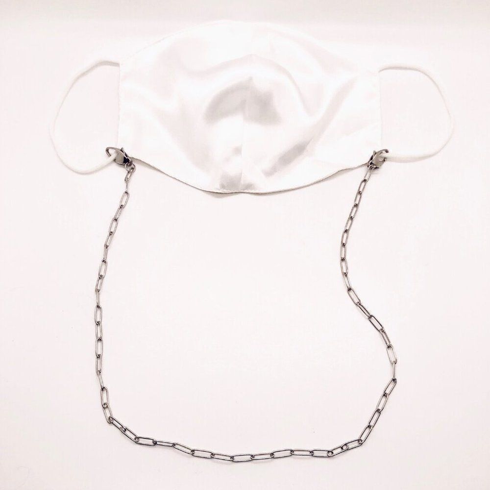 Silver Stainless Steel Paperclip Link Mask Chain Necklace